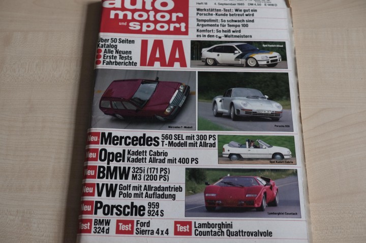 Deckblatt Auto Motor und Sport (18/1985)